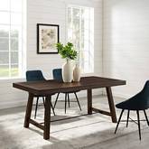 70" Trestle Dining Table in Dark Brown Oak & Black Metal